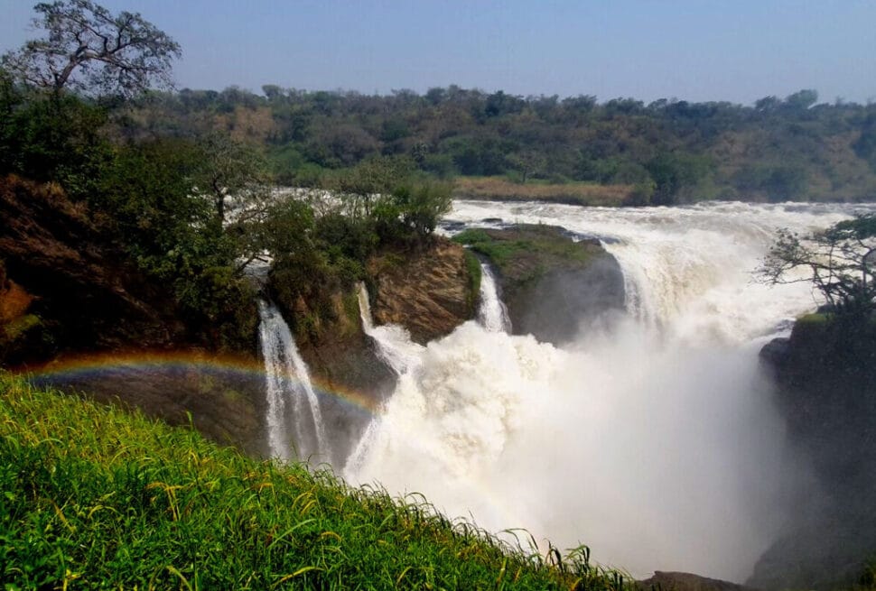 The powerful Murchison Falls crashing through a 6-meter gorge during a safari in Uganda Murchison Falls with Afraeka Adventures.
