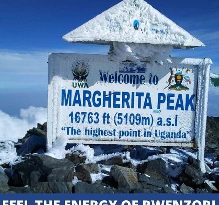 The snow-capped Margherita Peak in Rwenzori Mountains National Park, the legendary Mountains of the Moon, with Afraeka Adventures.