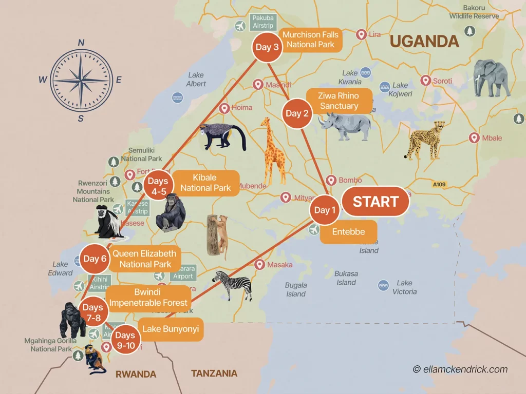 10 day Uganda self drive fuel cost – 4x4 parked with wildlife in the background
