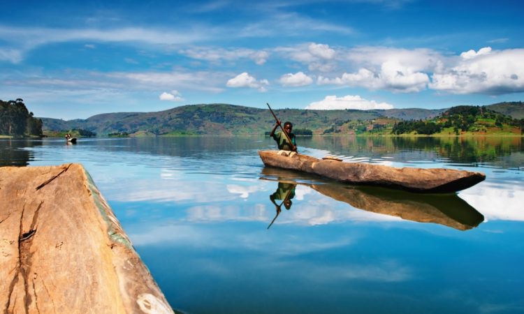 Canoeing on Lake Bunyonyi during a 3-Day Gorilla Lake Bunyonyi safari