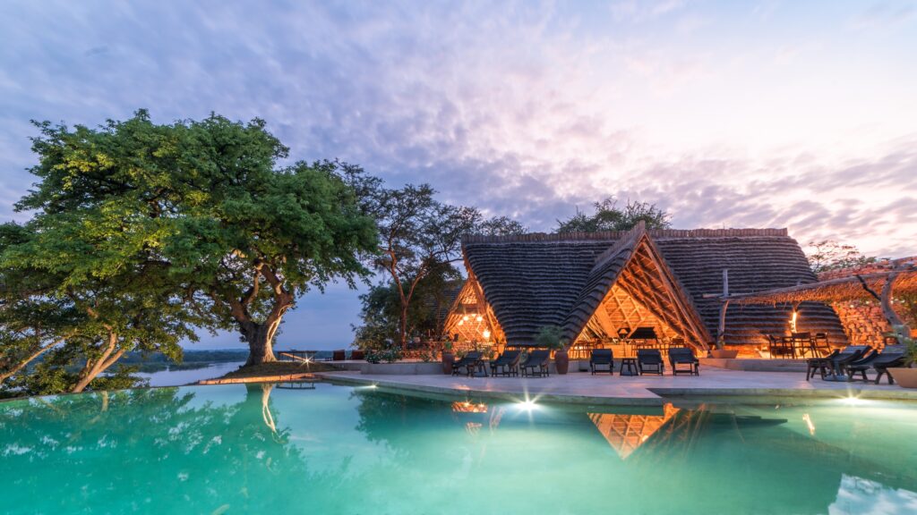 A private plunge pool suite at a luxury lodge on a 7 day luxury honeymoon safari Uganda with private plunge pool lodges
