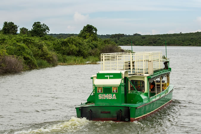 A boat cruise to Murchison Falls with eco-friendly engines on a 7 day eco-friendly sustainable safari package in Uganda