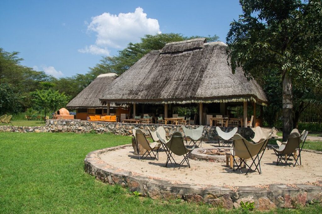 An outside park lodge near Queen Elizabeth, showing the value of inside vs outside national park lodges Uganda
