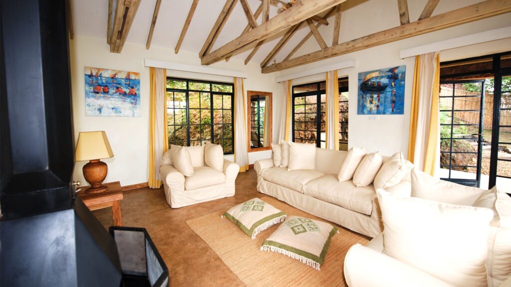 A luxury suite at Clouds Mountain Gorilla Lodge during a 5 day luxury fly-in gorilla safari staying at Clouds Mountain Gorilla Lodge