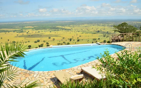A private plunge pool suite at a luxury lodge on a 3 day luxury gorilla trekking safari Bwindi fly in from Entebbe