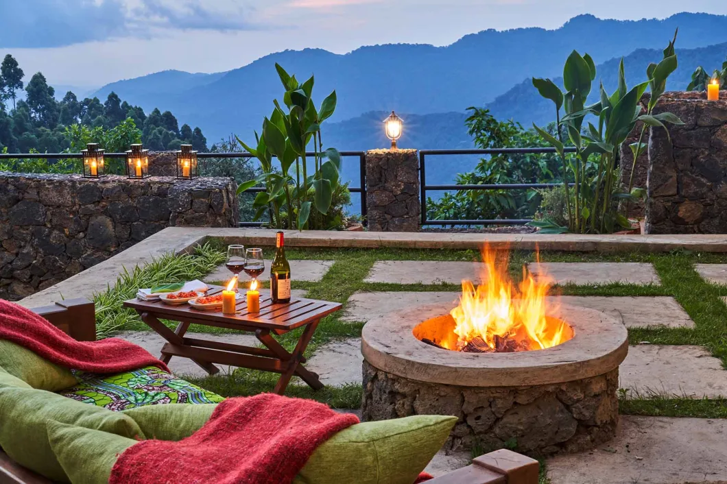 A romantic candlelit dinner for two during a 7 day honeymoon gorilla trekking and luxury safari lodge package in Uganda
