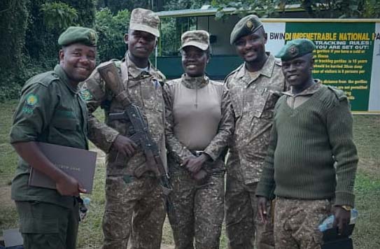 Bwindi national park DRC border safety – armed rangers patrolling Bwindi forest border