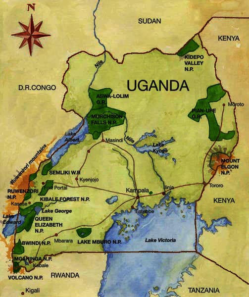 Carte des parcs nationaux pour planifier votre budget Ouganda – Afraeka Adventures
