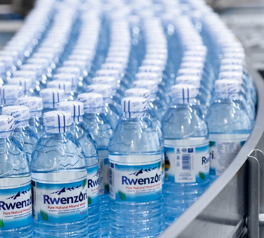 Drinking water safety Uganda safari lodges – bottled water at a safari lodge in Uganda