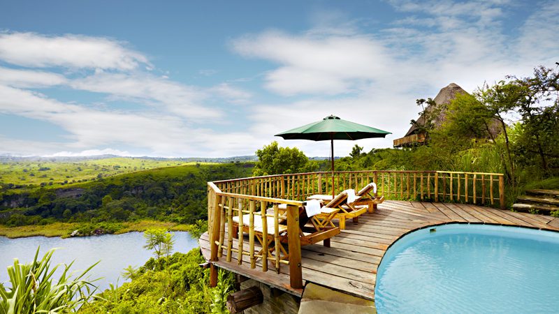 Safari lodge babysitting services Uganda – swimming pool at a family lodge in Uganda