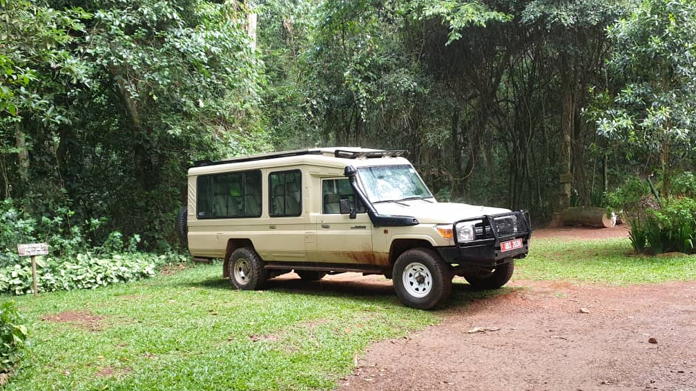 Self drive Uganda gorilla trekking 4x4 rental – 4x4 vehicle on a Ugandan safari road