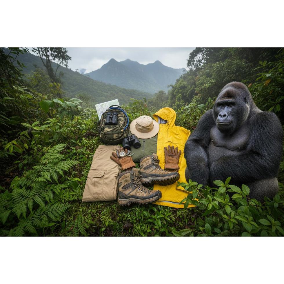 What to wear gorilla trekking glasses rain – gorilla trekking group in Bwindi forest during rain
