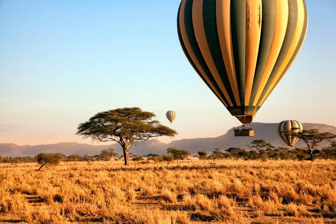 A hot air balloon safari over the Masai Mara on a luxury private jet East Africa safari