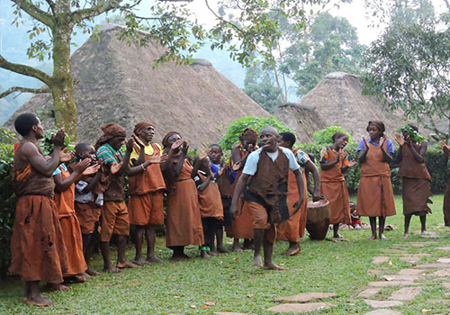 Guided community walk through Buhoma village at the edge of Bwindi