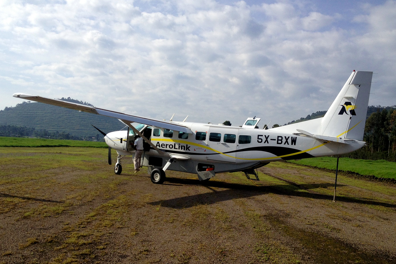 Light aircraft at Entebbe preparing to depart for Kihihi airstrip