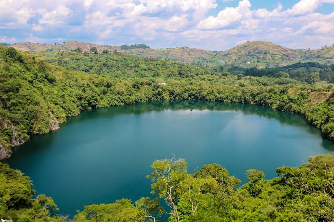 A crater lake near Fort Portal, a common afternoon addition after a Kibale day trip