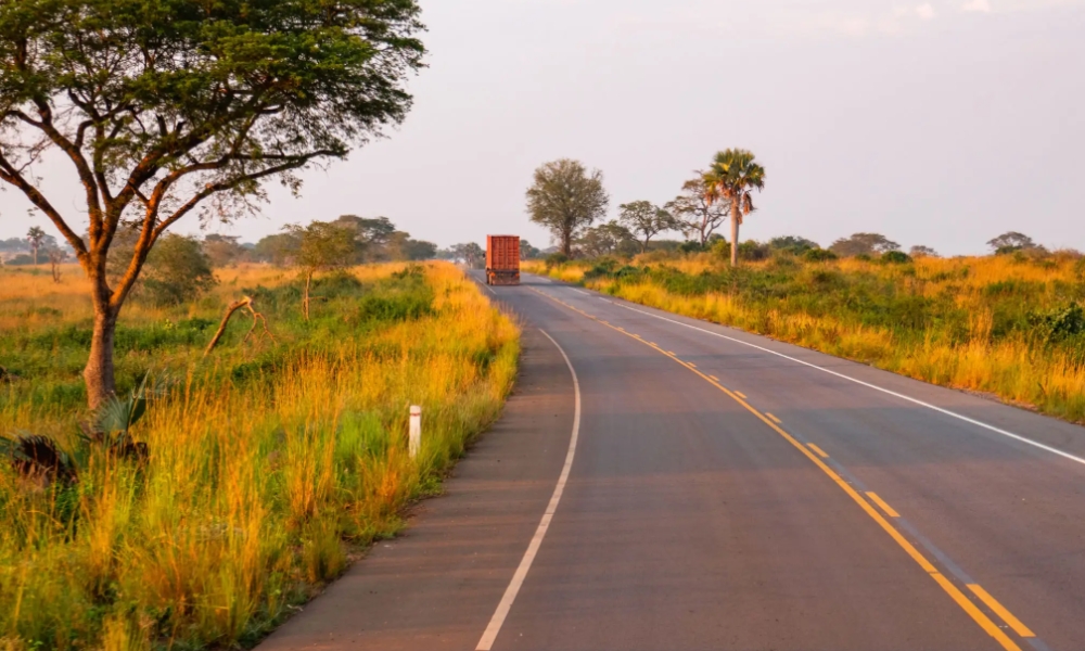 Vehicle on the Kampala to Bwindi road, the long drive south-west through Uganda
