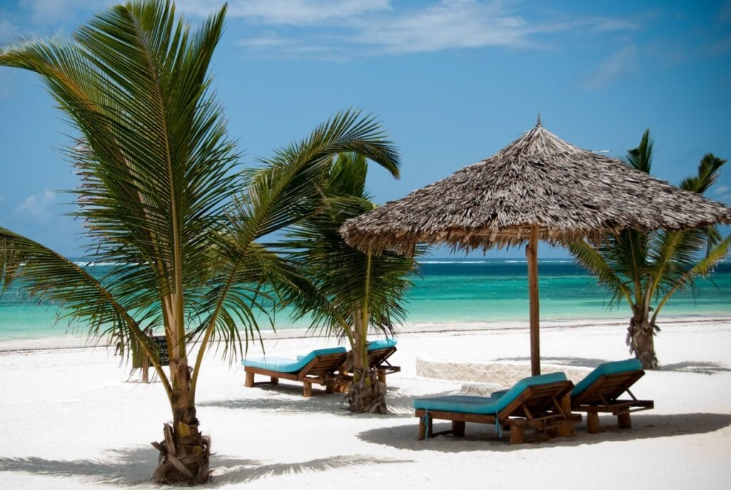 The white-sand beach at Diani on Kenya's south coast