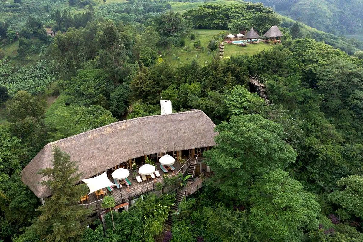 Trekkers at a Kibale Forest lodge preparing for their trekking day