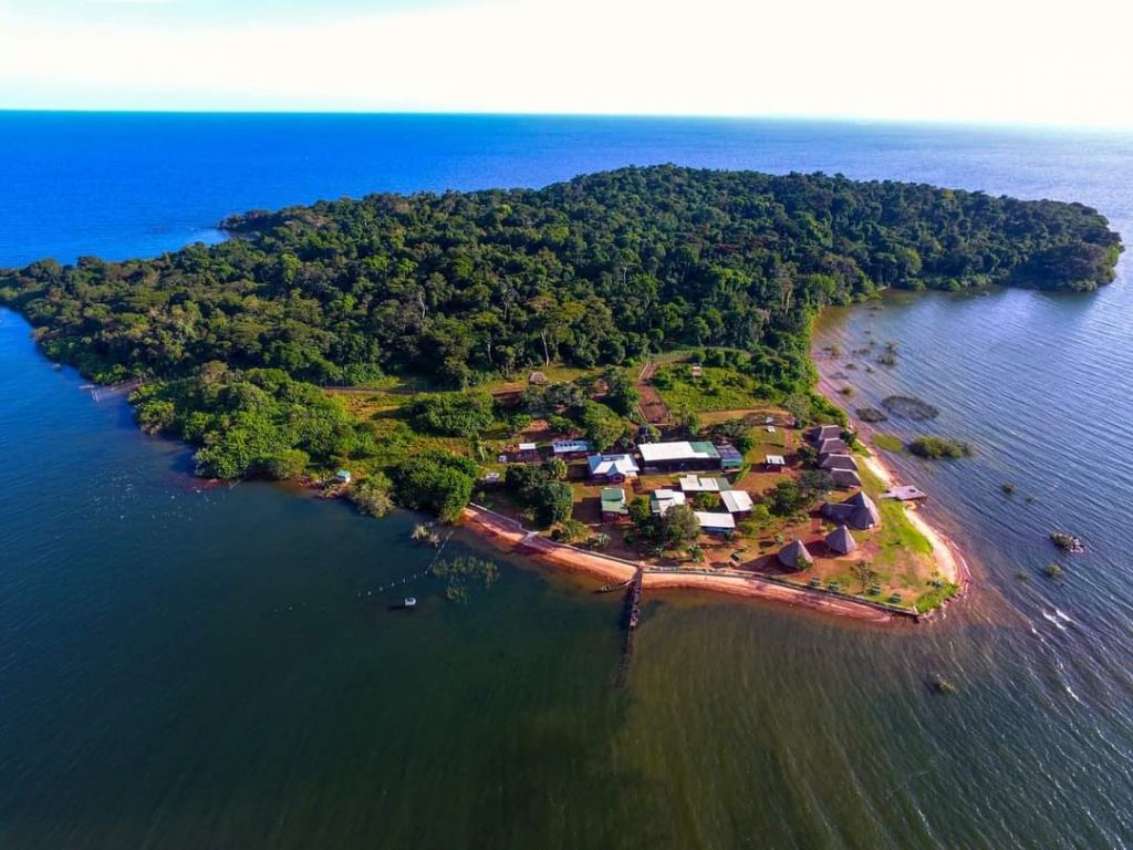 Aerial view of Ngamba Island on Lake Victoria, Uganda
