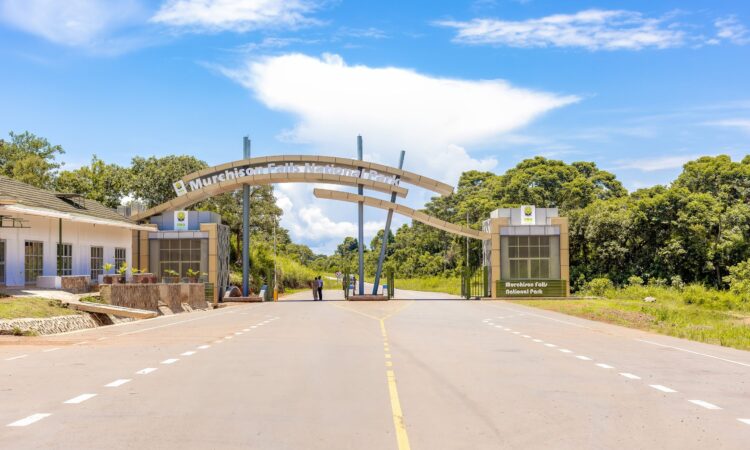 The Kichumbanyobo gate of Murchison Falls National Park on the road to Budongo Forest