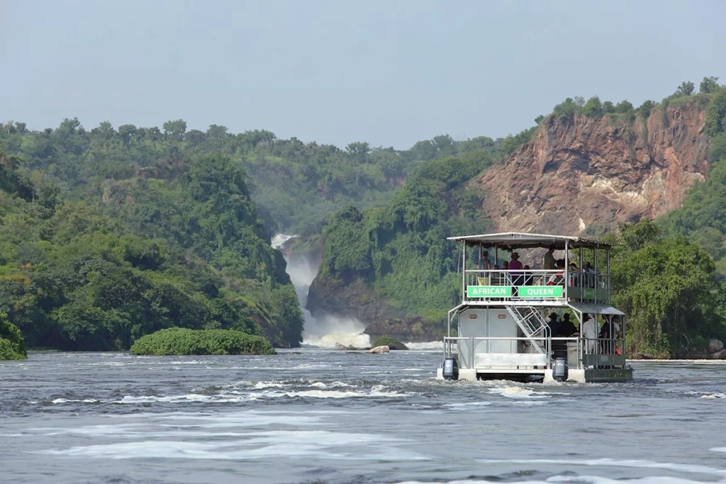 Boat safari on the Nile to the base of Murchison Falls