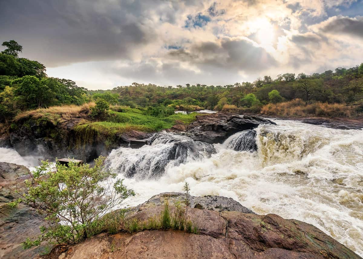 Trekkers at the top of Murchison Falls where the Nile forces through the gorge
