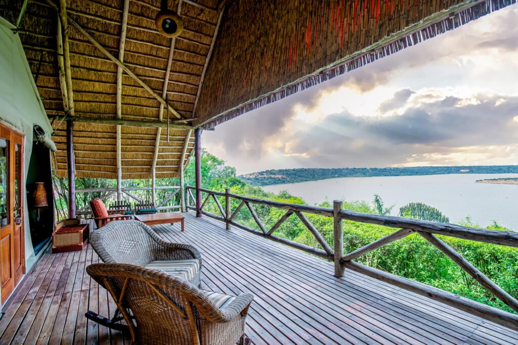 Mweya Safari Lodge landing jetty on the Kazinga Channel, Queen Elizabeth National Park