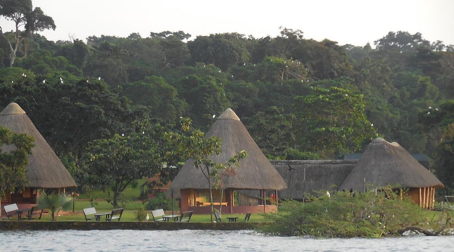 Guest bandas and tented accommodation on Ngamba Island