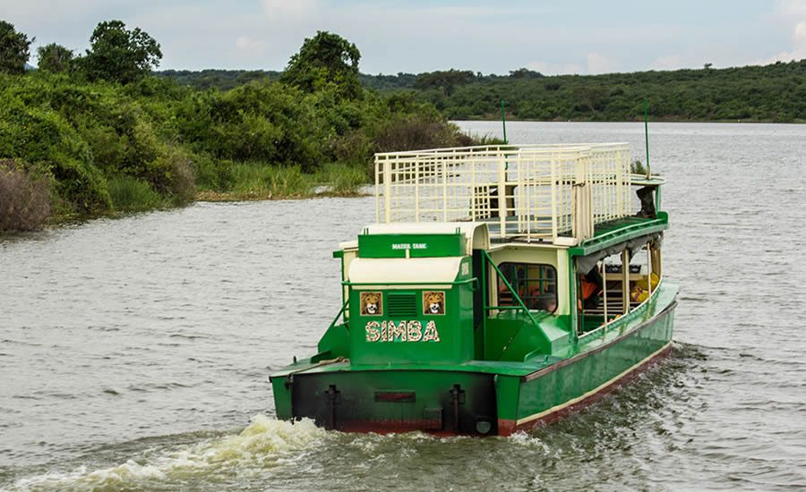 Boat on the Kazinga Channel in Queen Elizabeth National Park