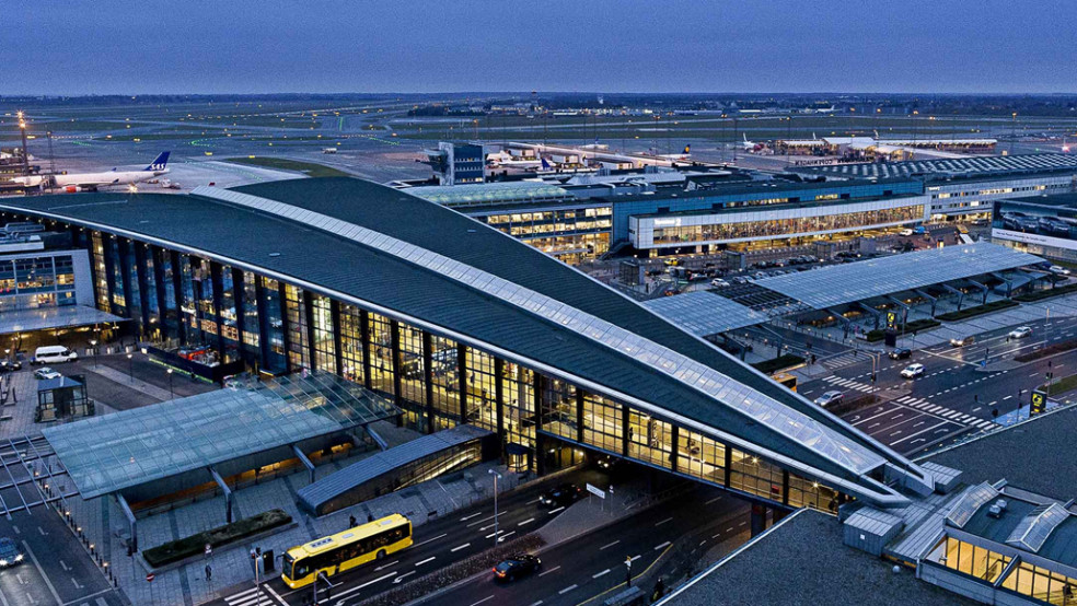 Travelers at Copenhagen Airport before a Uganda safari from Denmark