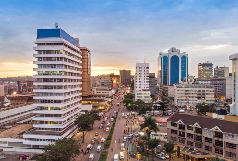 A busy street in Kampala, Uganda, during the daytime