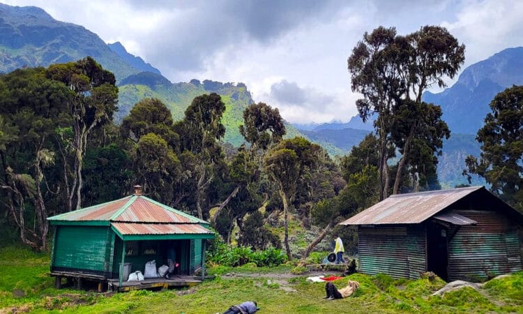 A mountain hut in the Rwenzori Mountains on the central circuit route